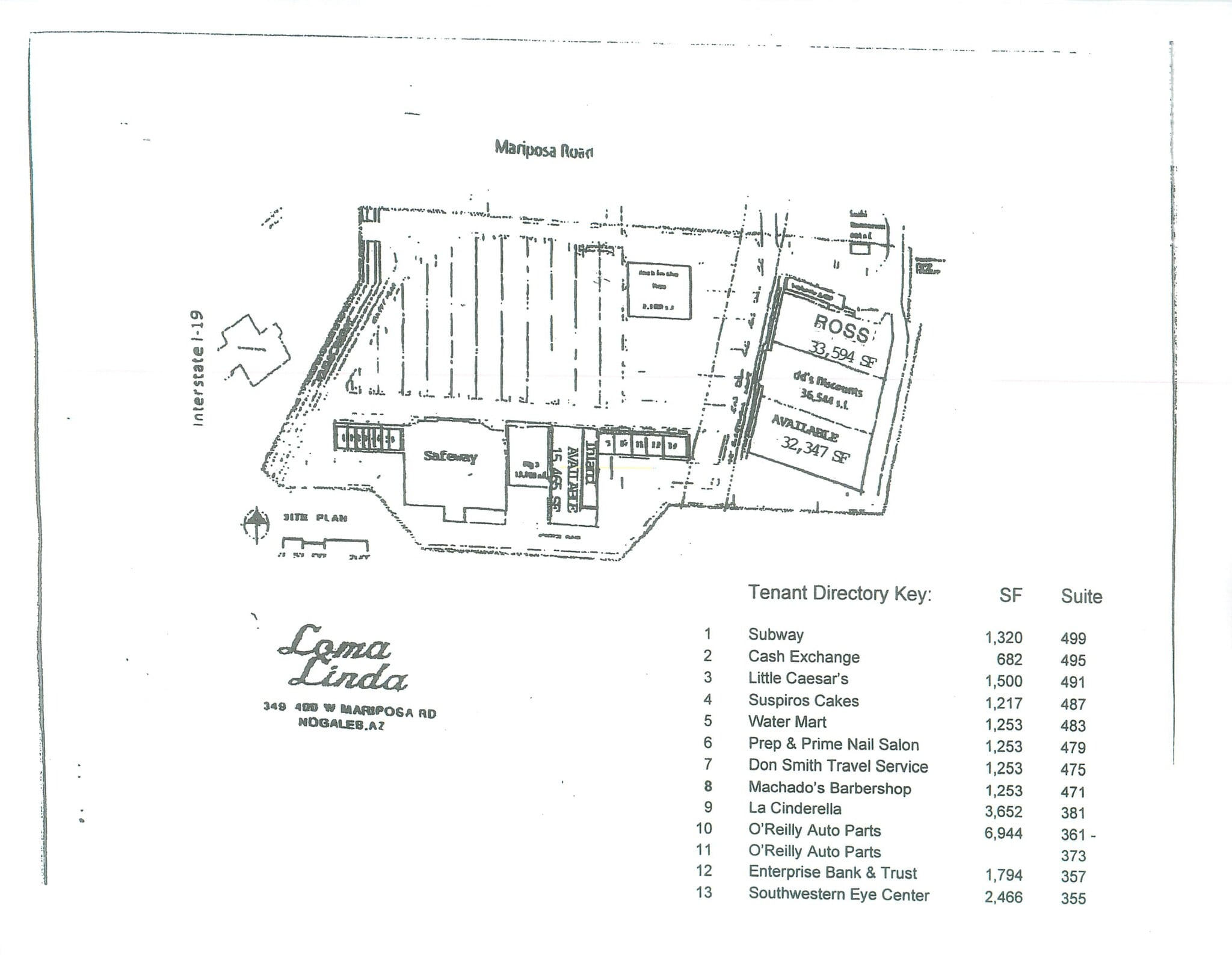 351-499 W Mariposa Rd, Nogales, AZ à louer Plan de site– Image 1 sur 1