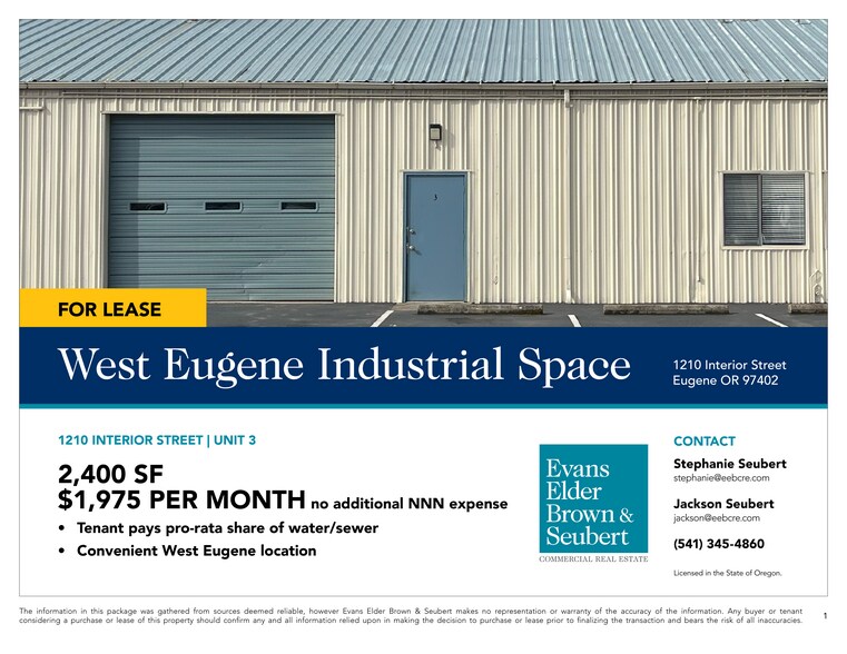1210 Interior St, Eugene, OR à louer - Photo de l’immeuble – Image 1 sur 3