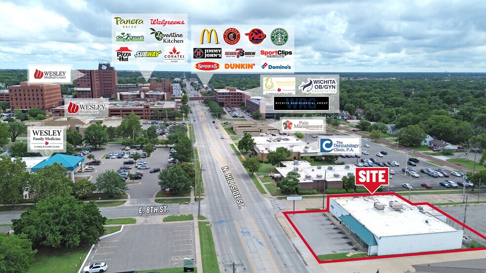 907 N Hillside, Wichita, KS à louer - Aérien – Image 2 sur 3
