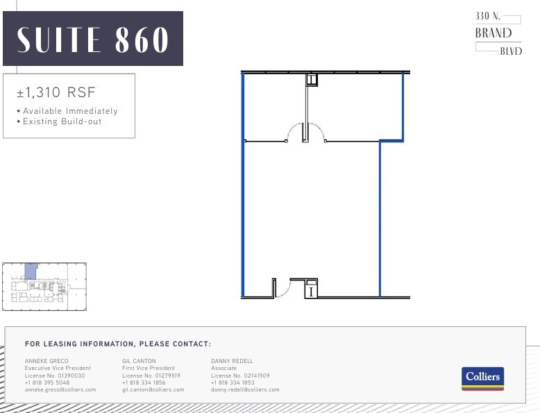 330 N Brand Blvd, Glendale, CA à louer Plan d’étage– Image 1 sur 1
