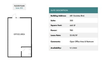 681 Encinitas Blvd, Encinitas, CA à louer Plan d’étage– Image 1 sur 1