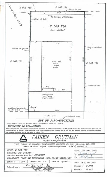 445 Rue Du Parc-Industriel, Longueuil, QC à vendre - Plan cadastral – Image 3 sur 5