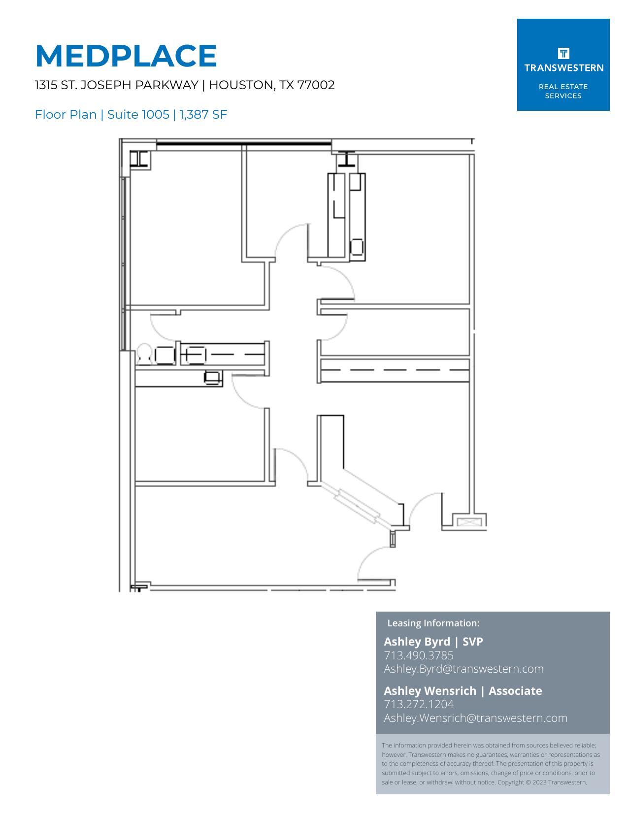 1315 St Joseph Pky, Houston, TX à louer Plan d’étage– Image 1 sur 3