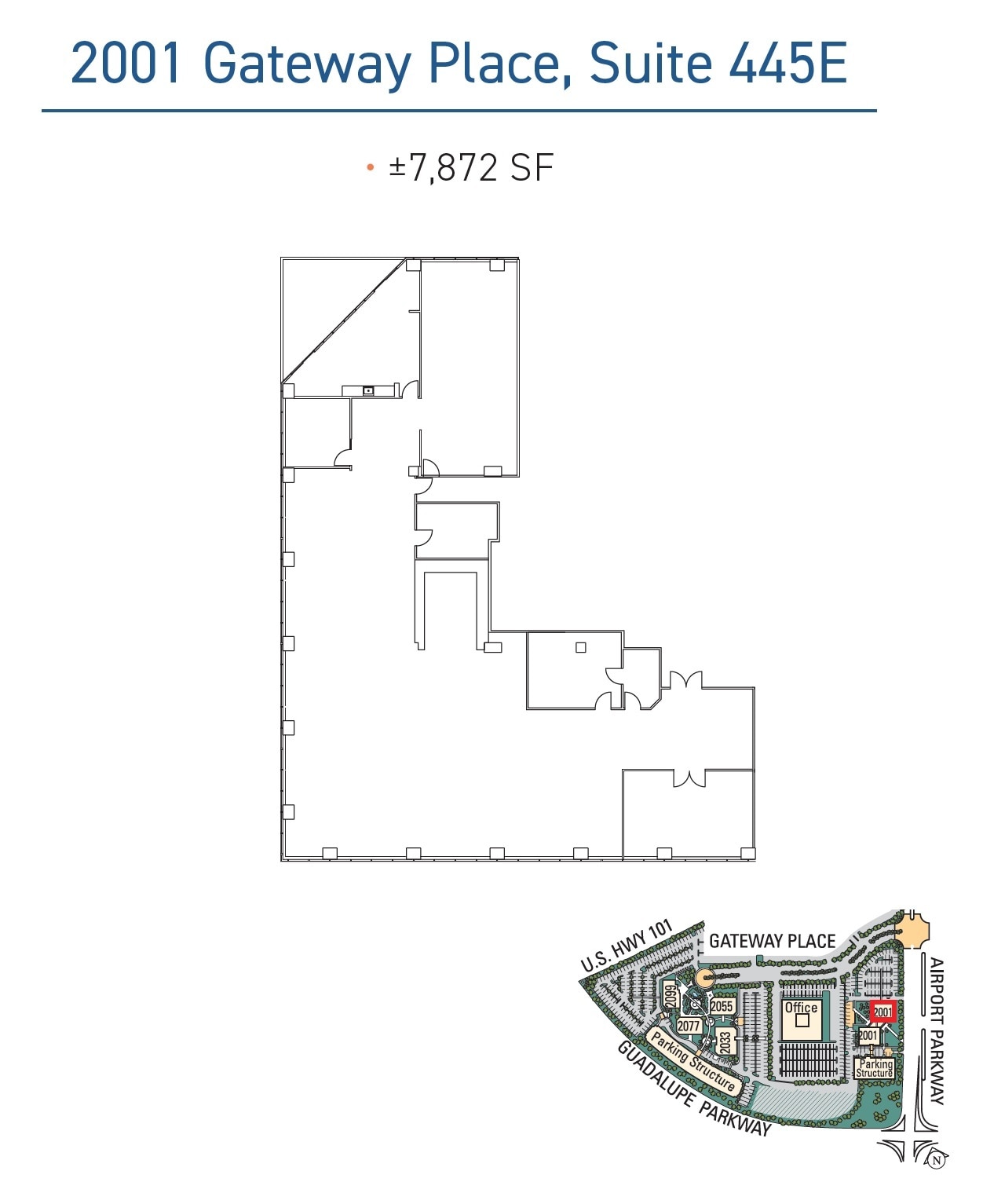 2001 Gateway Pl, San Jose, CA à louer Plan d’étage– Image 1 sur 1