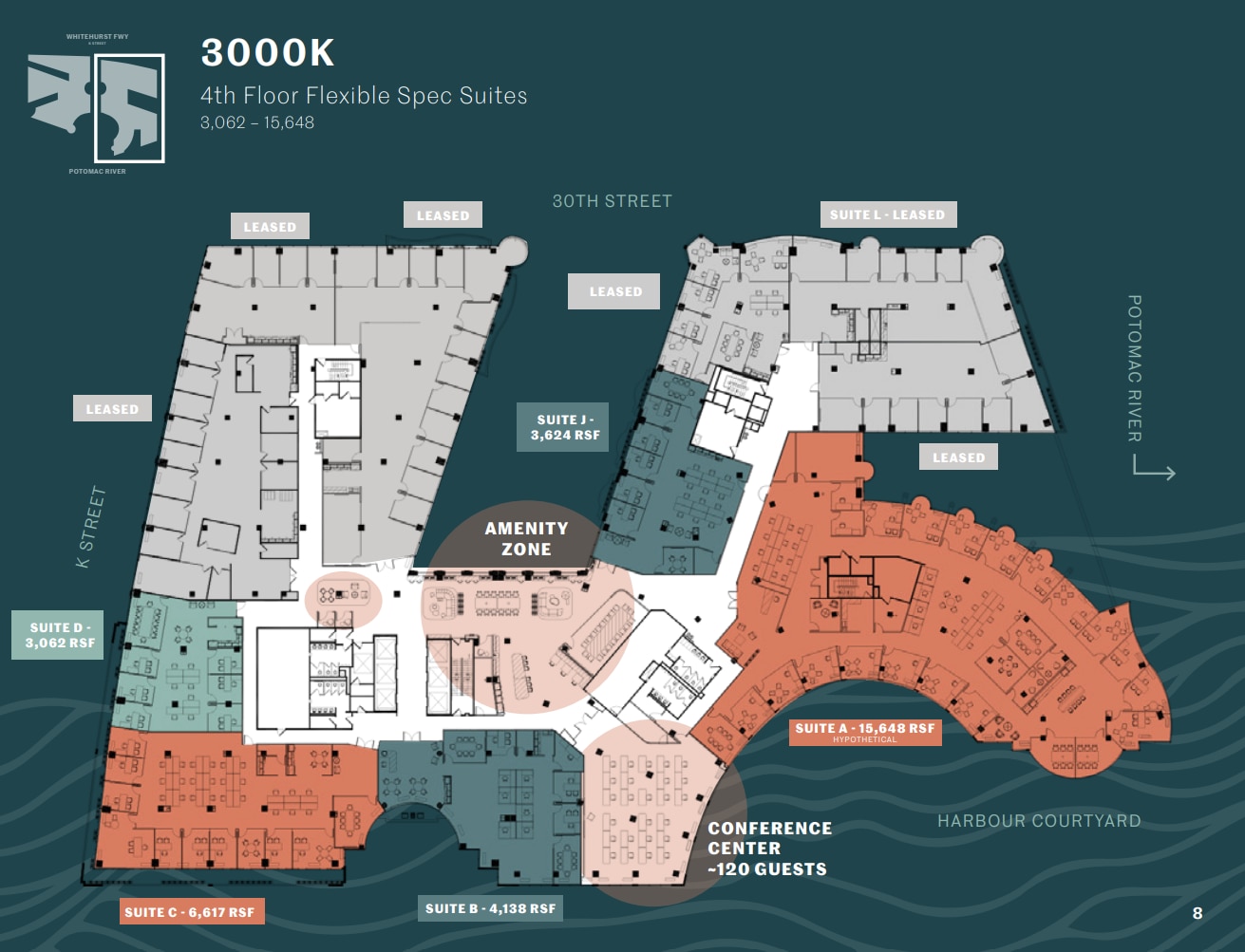 3000 K St NW, Washington, DC à louer Plan d’étage– Image 1 sur 1