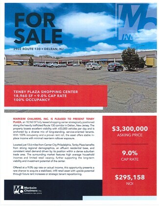 Plus de détails pour 2902 Route 130, Delran, NJ - Local commercial à vendre