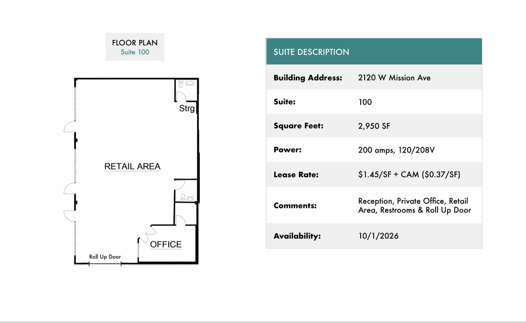 2120 W Mission Rd, Escondido, CA à louer Plan d’étage– Image 1 sur 1
