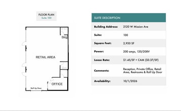 2120 W Mission Rd, Escondido, CA à louer Plan d’étage– Image 1 sur 1