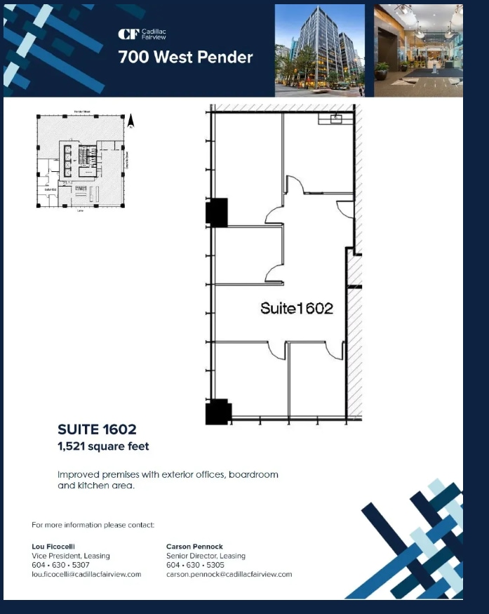 700 W Pender St, Vancouver, BC à louer Plan d’étage– Image 1 sur 1