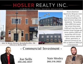Plus de détails pour 101 N Main St, Kendallville, IN - Local commercial à vendre