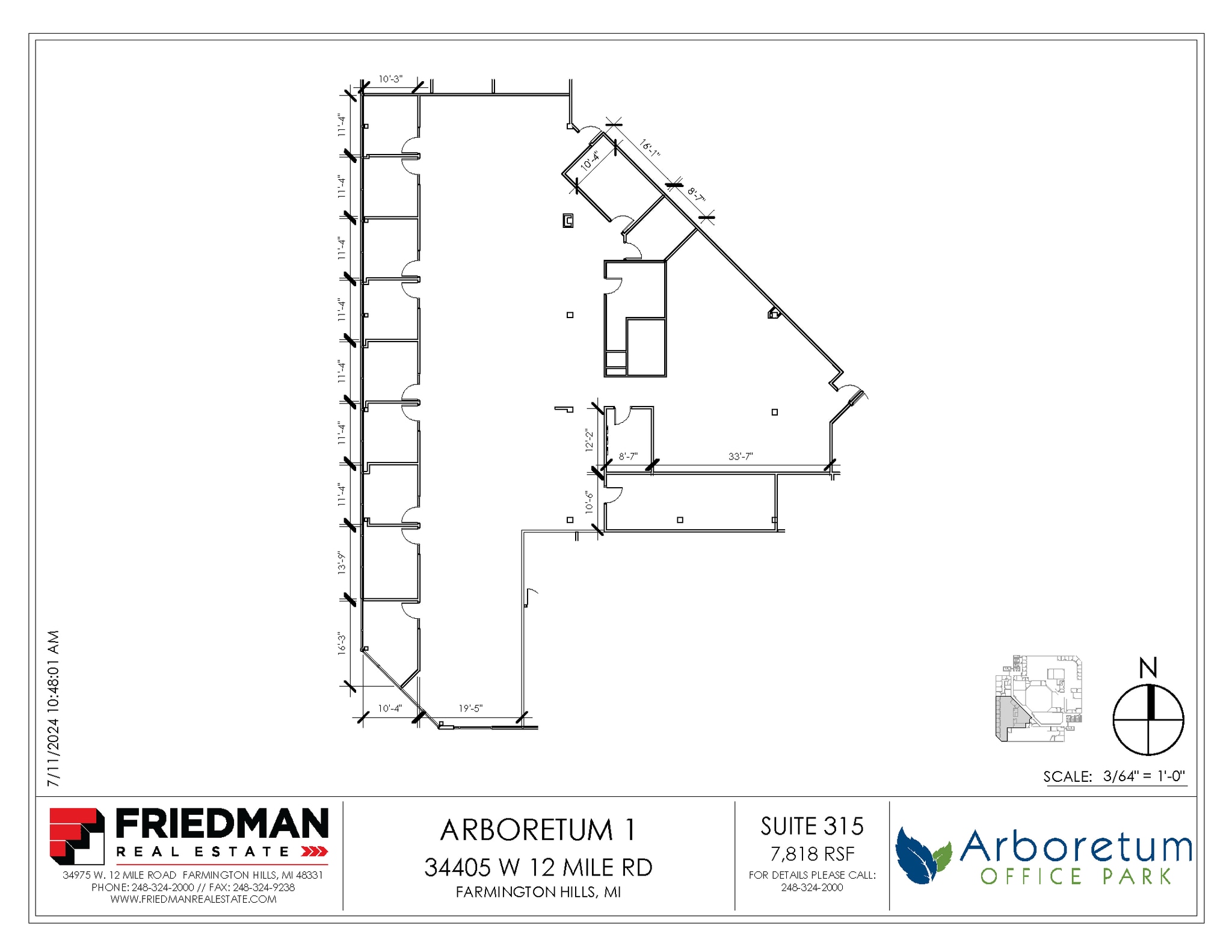34505 W 12 Mile Rd, Farmington Hills, MI à louer Plan d’étage– Image 1 sur 2