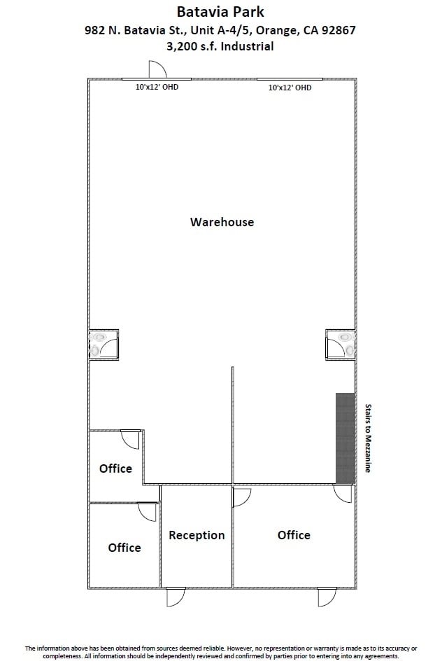 982 N Batavia St, Orange, CA à louer Plan d’étage– Image 1 sur 6