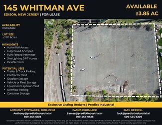 Plus de détails pour 145 Whitman Ave, Edison, NJ - Terrain à louer