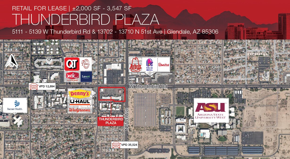 5111-5159 W Thunderbird Rd, Glendale, AZ à louer Photo de l’immeuble– Image 1 sur 10