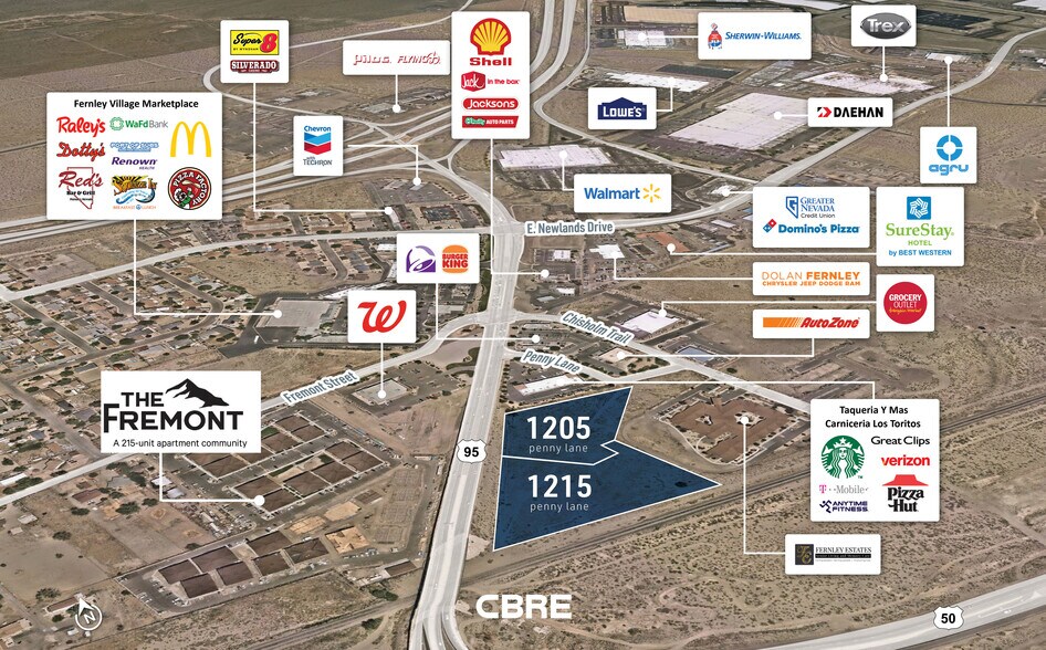 1205 – 1215 Penny Ln, Fernley, NV à vendre - Aérien – Image 1 sur 2