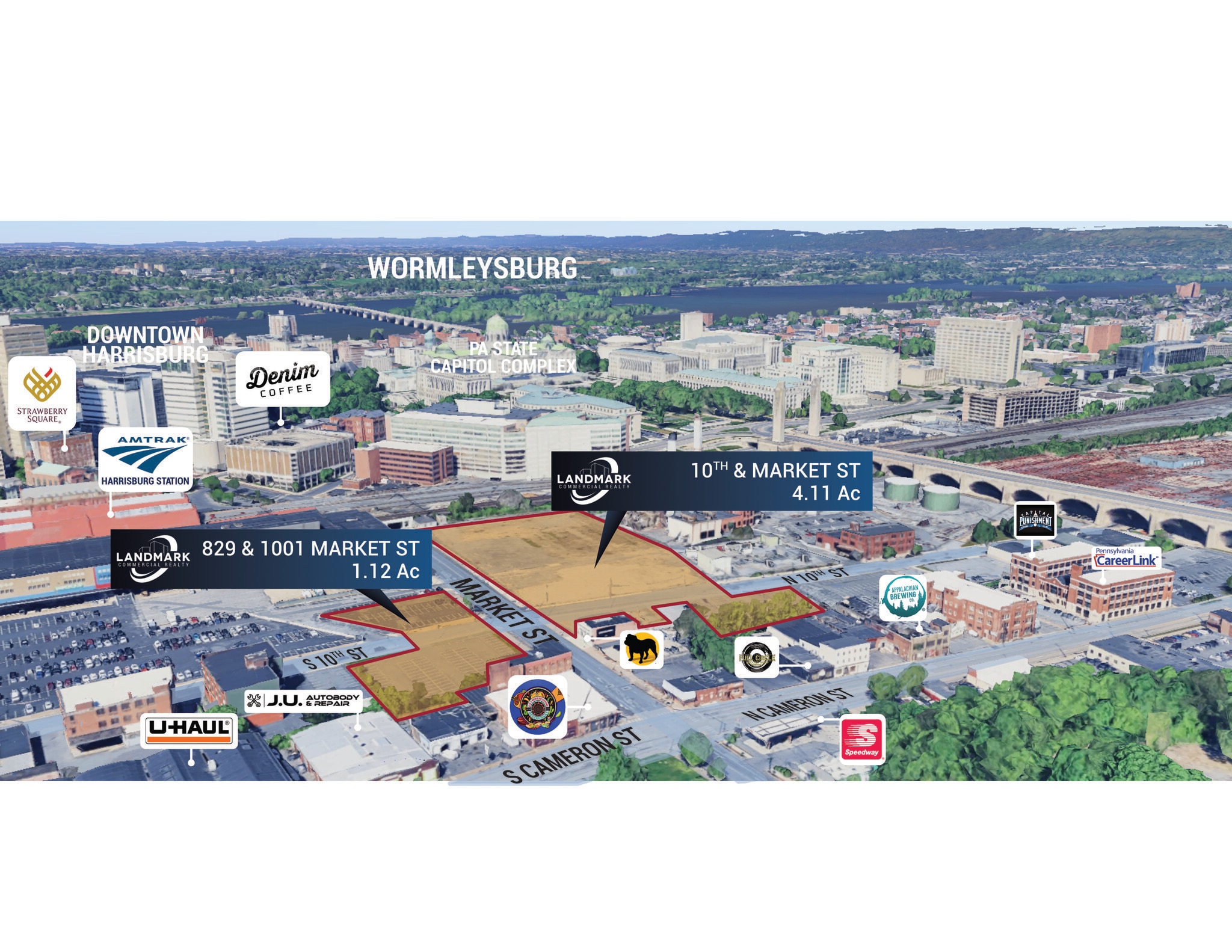 4.11 Acre Market St, Harrisburg Parcel portefeuille de 2 biens à vendre sur LoopNet.fr Aérien– Image 1 sur 2