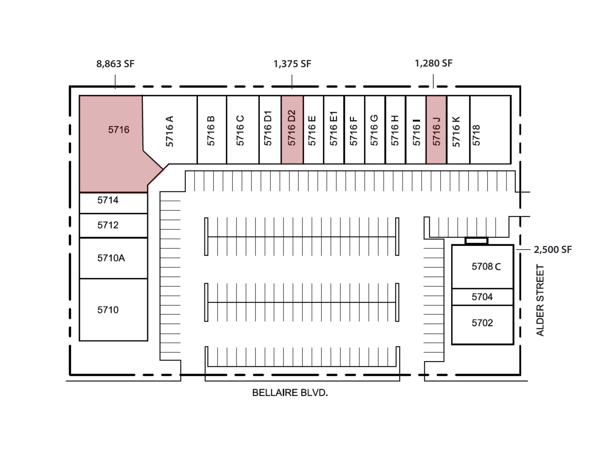 5702-5718 Bellaire Blvd, Houston, TX à louer Plan de site– Image 1 sur 1