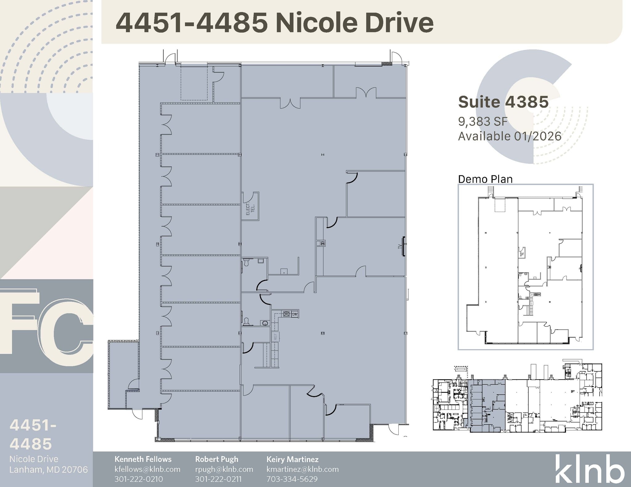 4351-4395 Nicole Dr, Lanham, MD à louer Plan d’étage– Image 1 sur 1