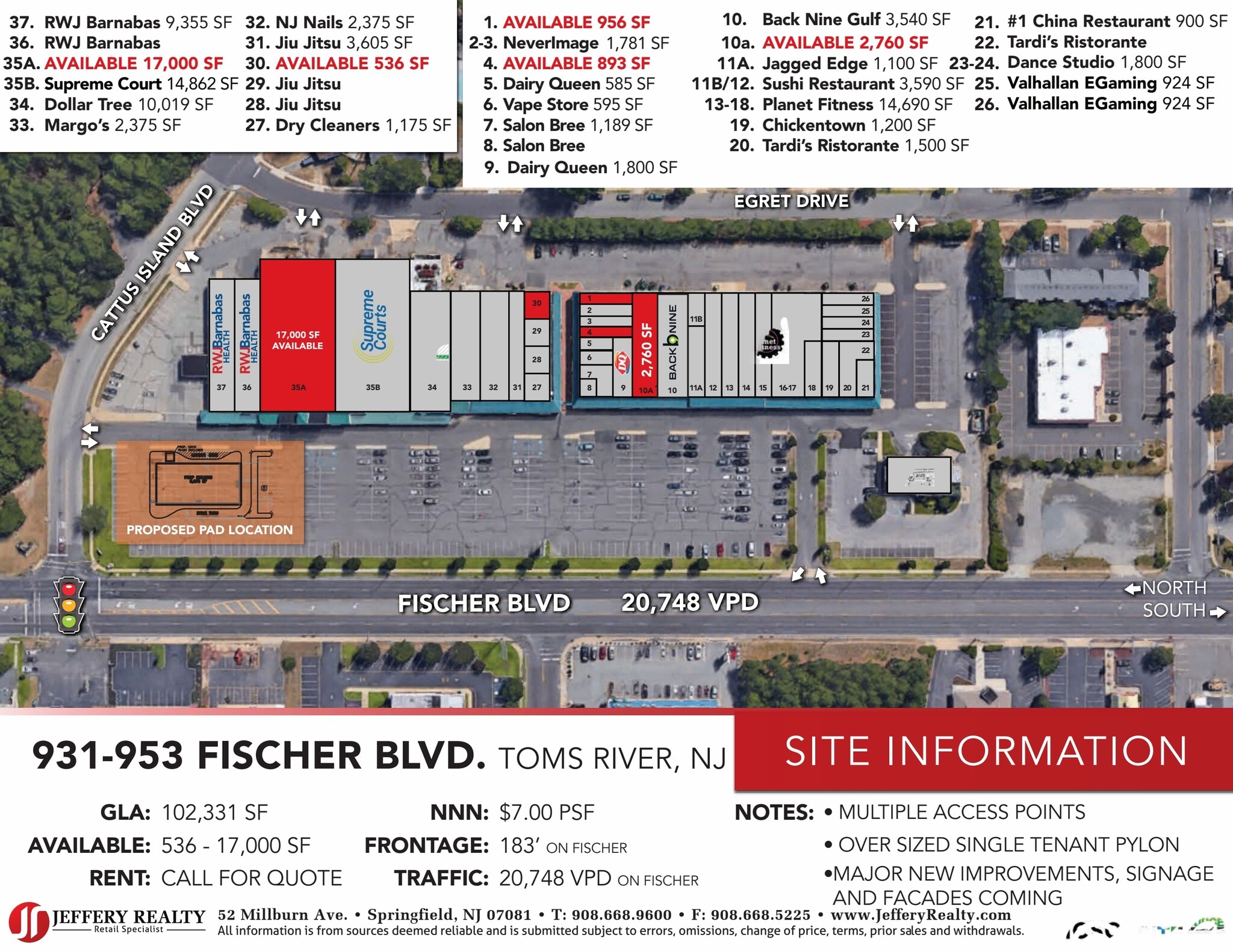 931-953 Fischer Blvd, Toms River, NJ à louer Plan de site– Image 1 sur 1