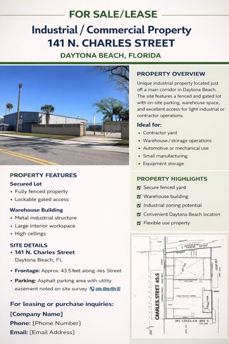 Plus de détails pour 141 N Charles St, Daytona Beach, FL - Industriel/Logistique à louer