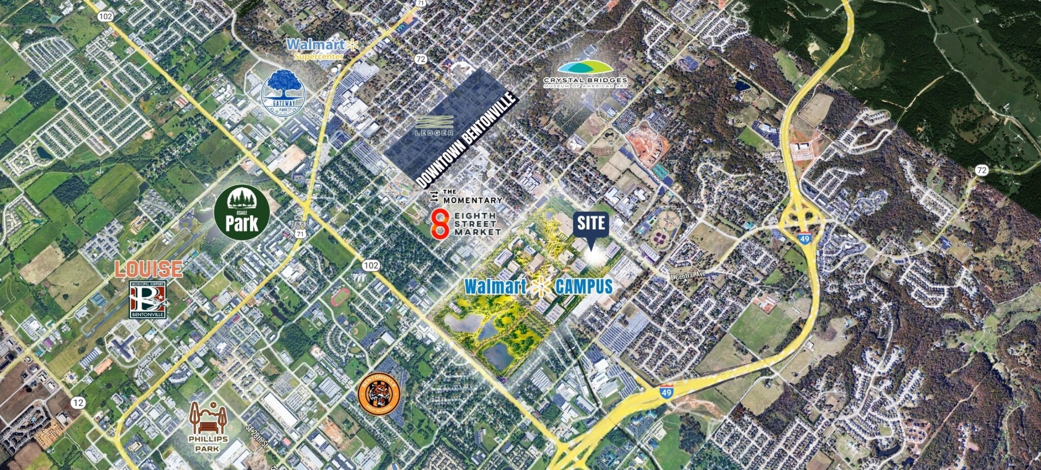 1404 E Central Ave, Bentonville, AR à louer Aérien– Image 1 sur 5