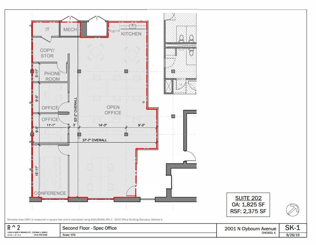 2001 N Clybourn Ave, Chicago, IL à louer Plan d’étage– Image 1 sur 1