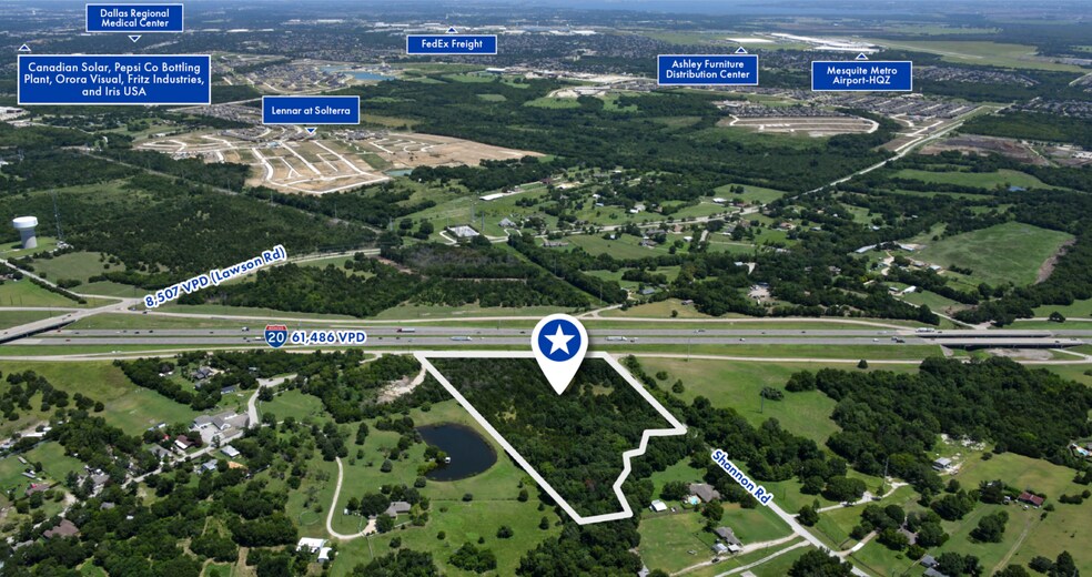 SWC of Interstate 20 & Shannon Road, Mesquite, TX à vendre - Aérien – Image 2 sur 4