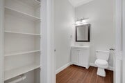 Built in storage space for supplies.