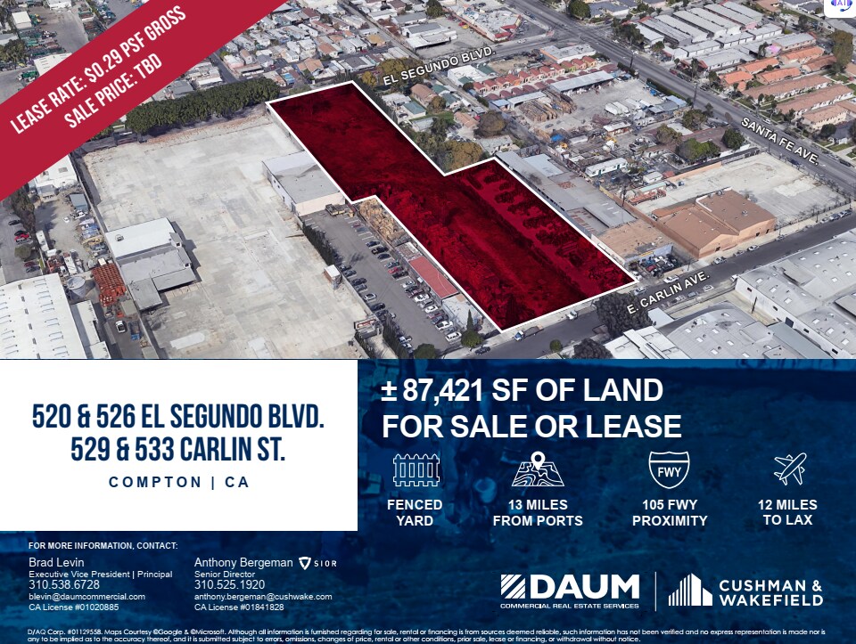 El Segundo and Carlin St - Land for Sale portefeuille de 2 biens à vendre sur LoopNet.fr Photo principale– Image 1 sur 4