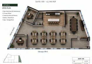 1901 Olympic Blvd, Walnut Creek, CA à louer Plan d’étage– Image 2 sur 2