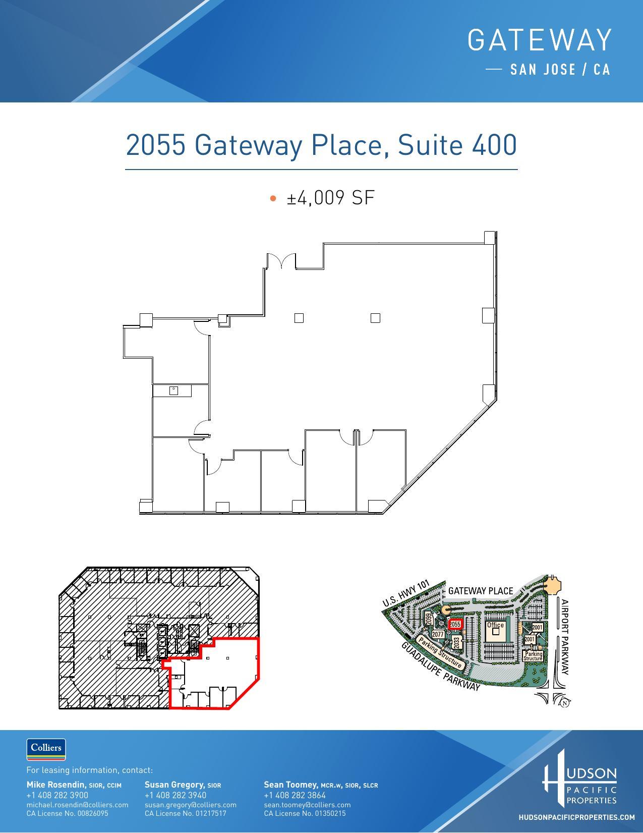 2033 Gateway Pl, San Jose, CA à louer Plan d’étage– Image 1 sur 1