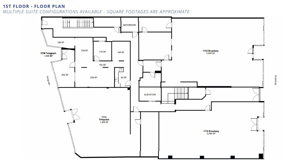 1715-1723 Broadway, Oakland, CA à louer Plan d’étage– Image 1 sur 1