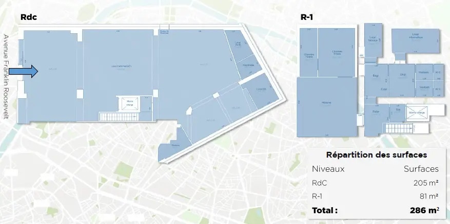 14 Avenue Franklin D. Roosevelt, Paris à louer - Plan de site – Image 2 sur 2