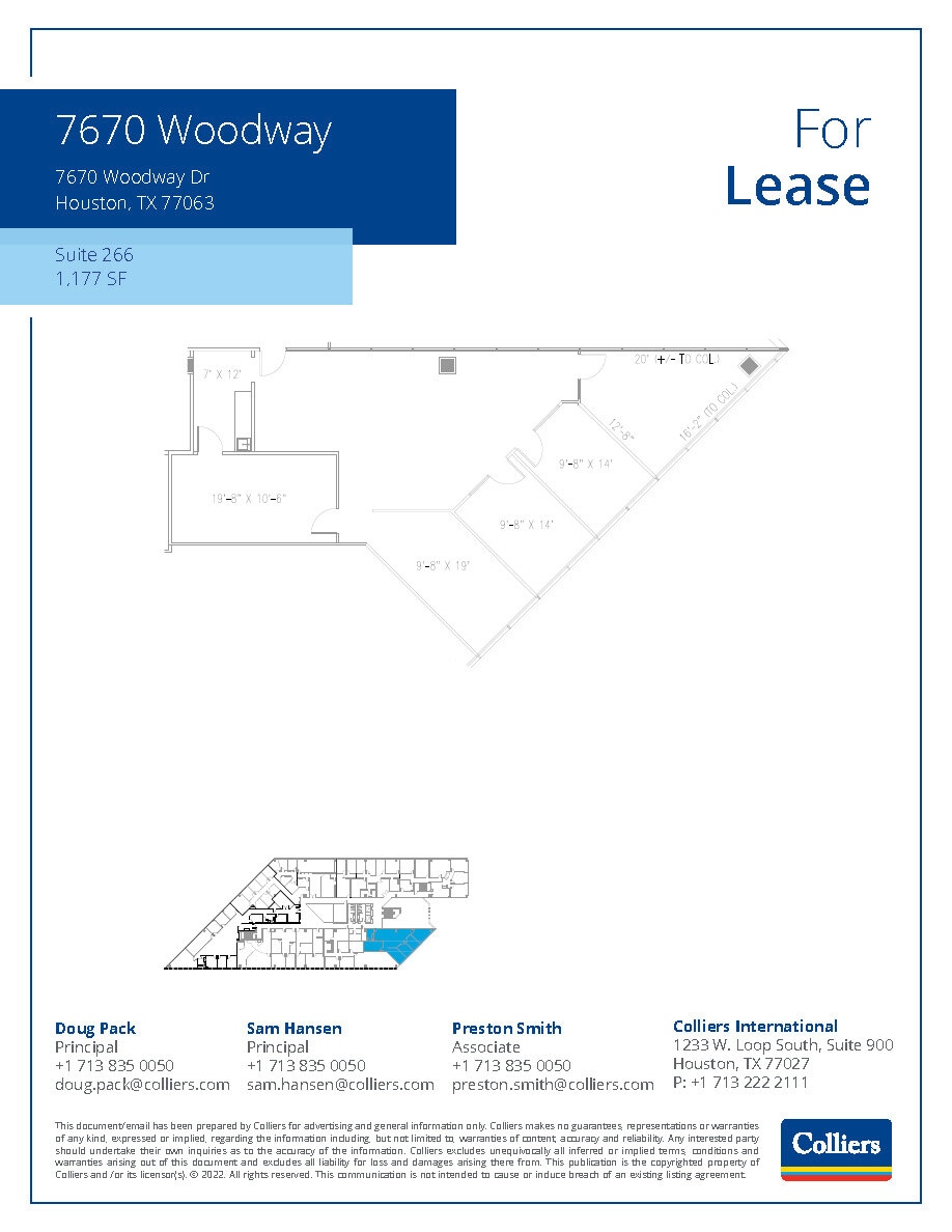 7670 Woodway Dr, Houston, TX à louer Plan d’étage– Image 1 sur 1