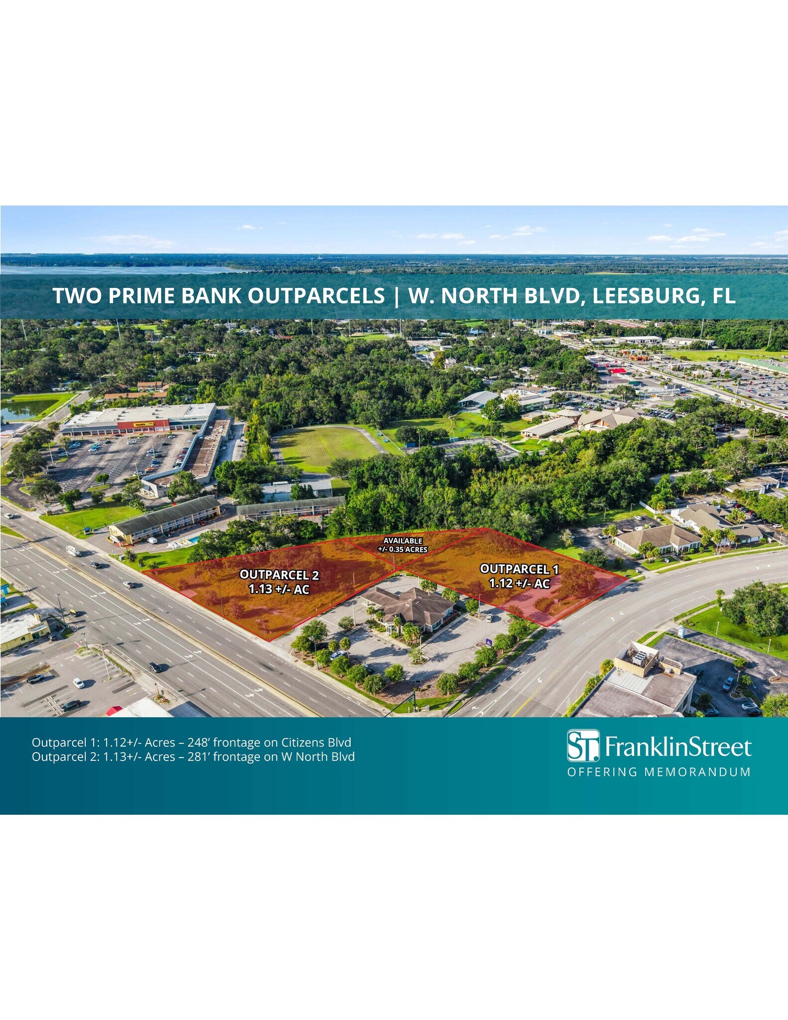 W NORTH BLVD, LEESBURG, FL  OUT PARCELS portefeuille de 2 biens à vendre sur LoopNet.fr Aérien– Image 1 sur 10