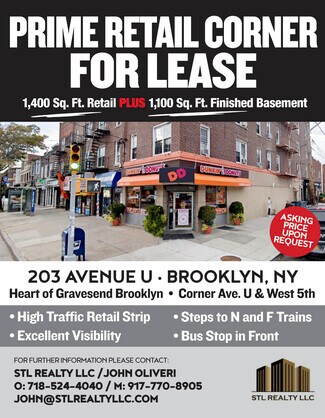 Plus de détails pour 203 Avenue U, Brooklyn, NY - Local commercial à louer