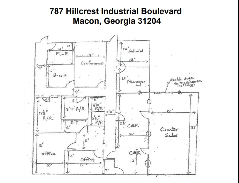 787 Hillcrest Industrial Blvd, Macon-Bibb, GA à louer Plan d’étage– Image 1 sur 1