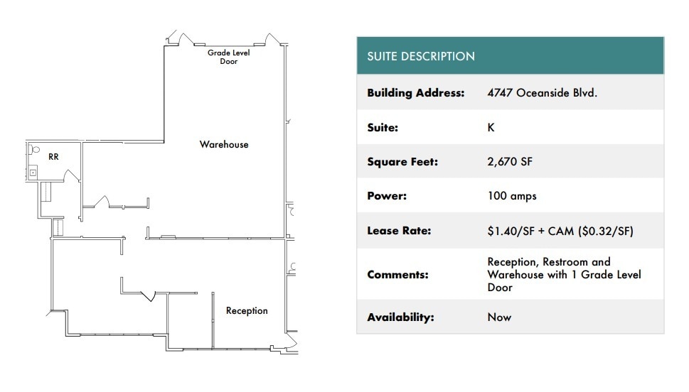 1818 Peacock Blvd, Oceanside, CA à louer Plan d’étage– Image 1 sur 2