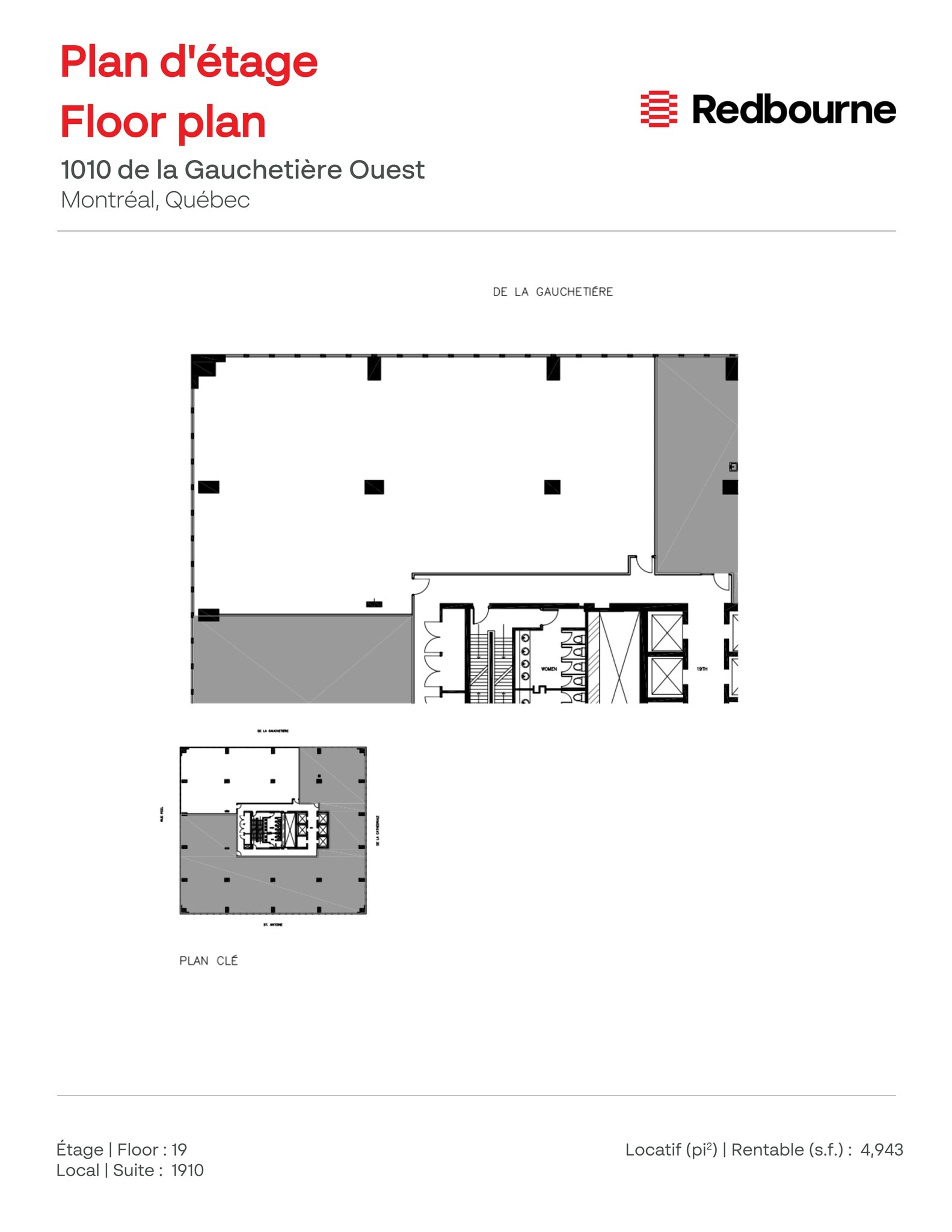 1010 Rue De La Gauchetière O, Montréal, QC à louer Plan d’étage– Image 1 sur 1