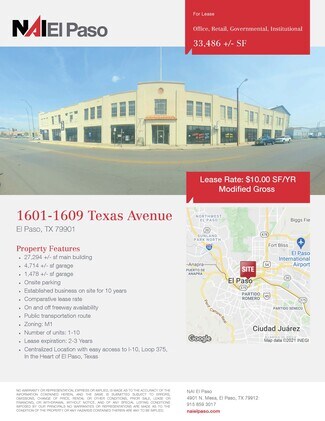 Plus de détails pour 1601 Texas Ave, El Paso, TX - Local d’activités à vendre