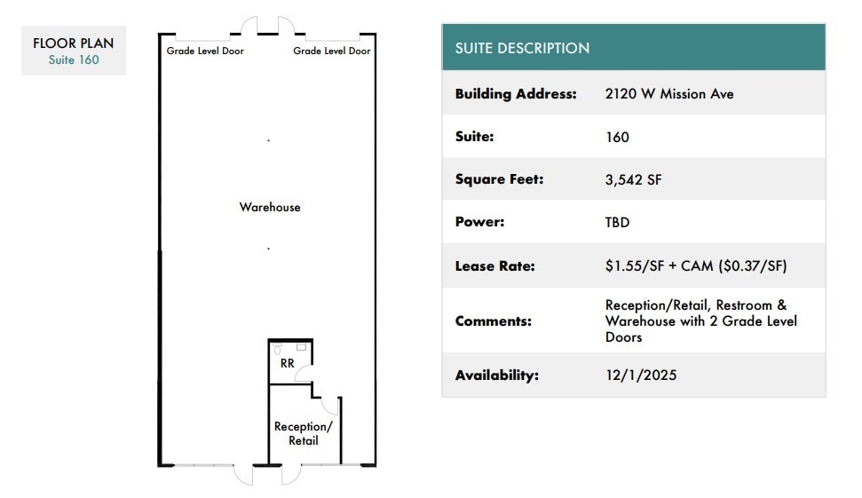 2120 W Mission Rd, Escondido, CA à louer Plan d’étage– Image 1 sur 2