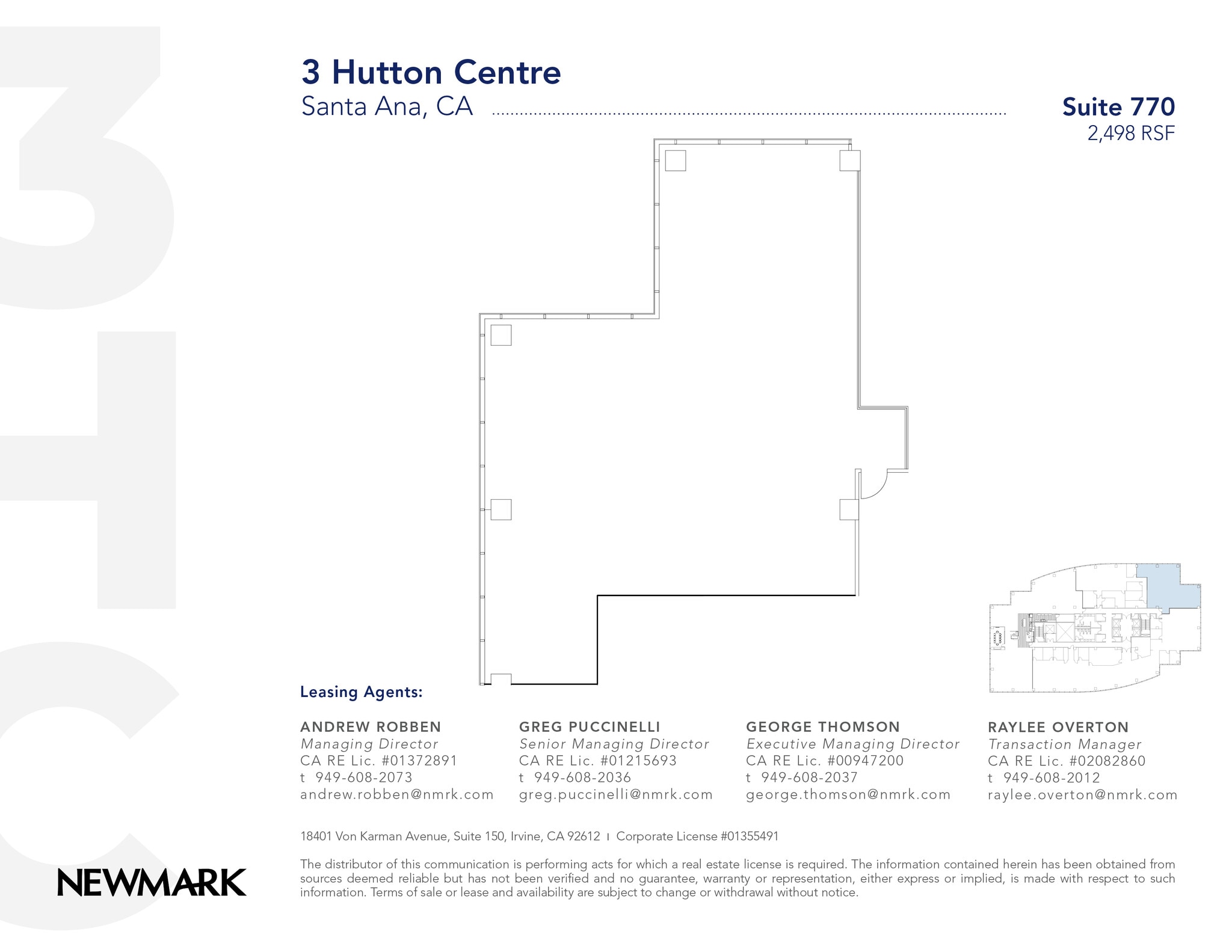 3 Hutton Centre Dr, Santa Ana, CA à louer Plan d’étage– Image 1 sur 2