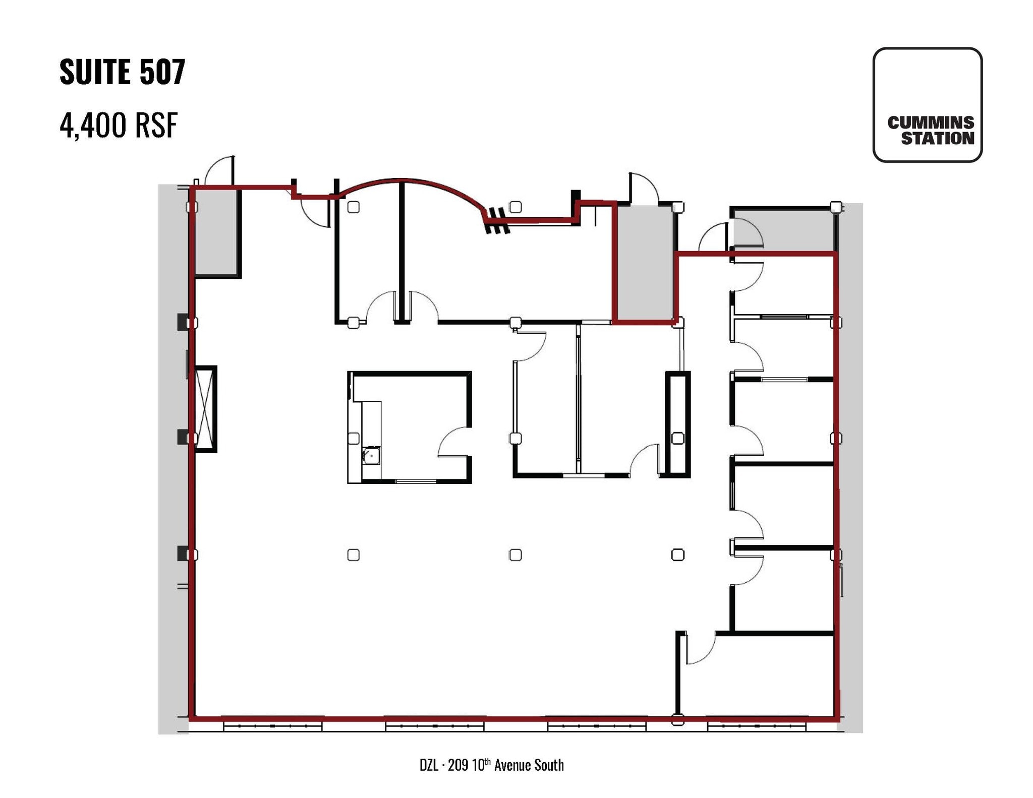 209 10th Ave S, Nashville, TN à louer Plan d’étage– Image 1 sur 1