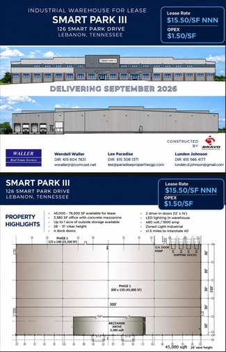 Plus de détails pour 126 Smart Park Dr, Lebanon, TN - Industriel/Logistique à louer