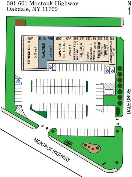 579-601 Montauk Hwy, Oakdale, NY à louer - Plan de site – Image 2 sur 5