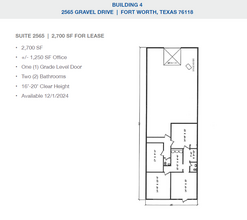 2501-2519 Gravel Dr, Fort Worth, TX à louer Plan d’étage– Image 1 sur 1