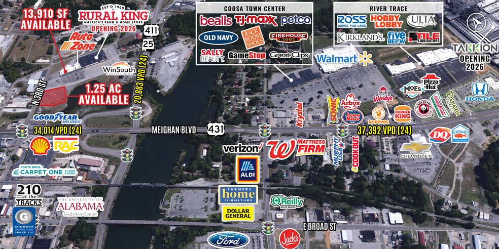 278-320 N 3rd St, Gadsden, AL à louer - Aérien – Image 3 sur 5