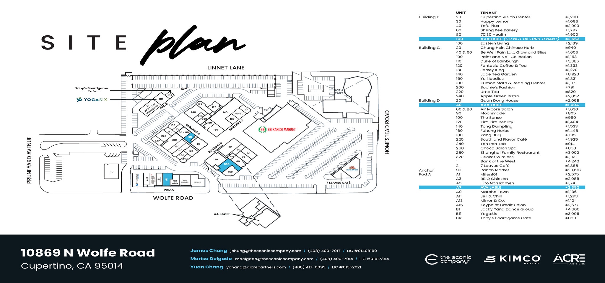 10801-11111 N Wolfe Rd, Cupertino, CA à louer Plan de site– Image 1 sur 1
