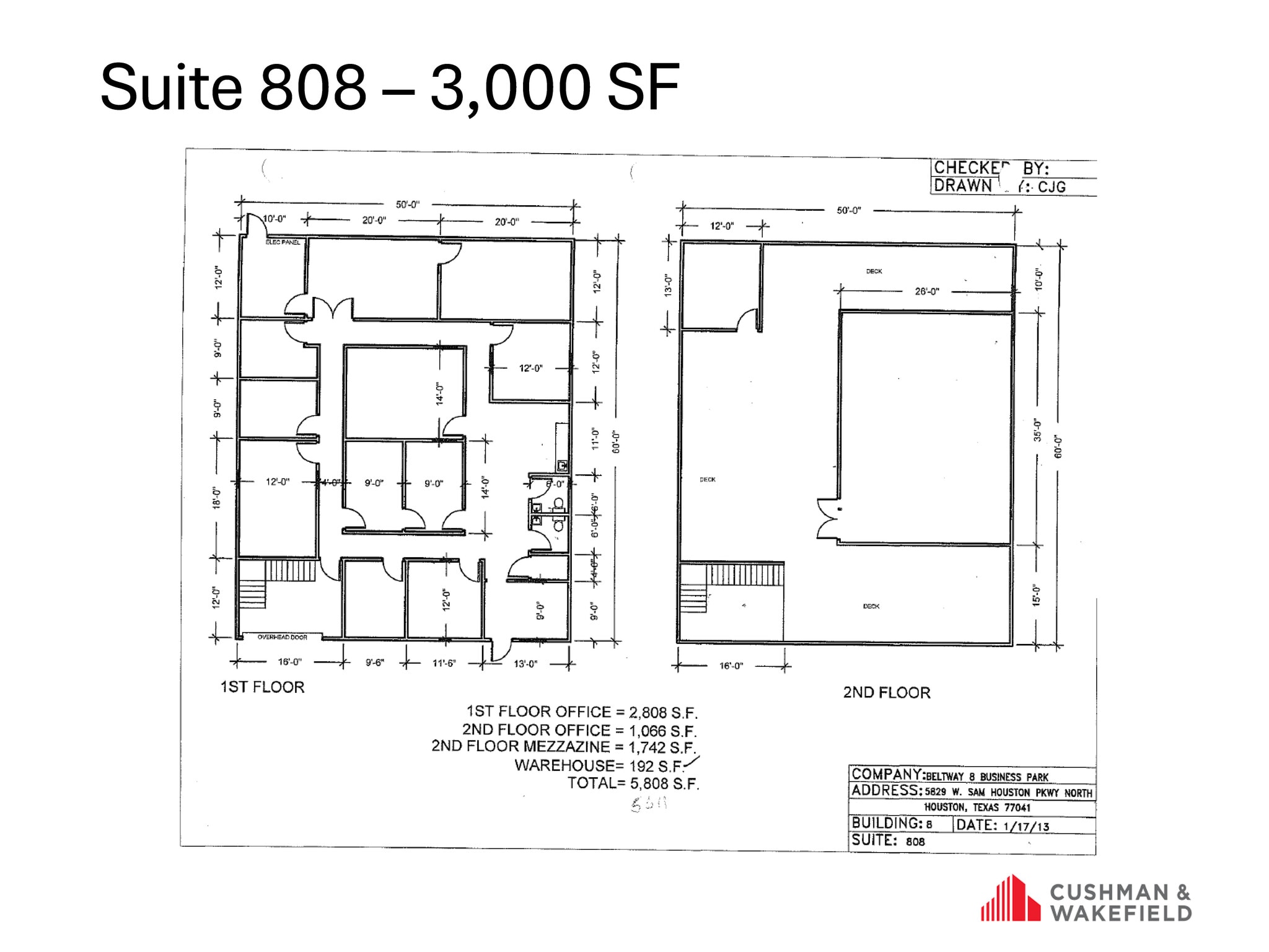 5829 W Sam Houston Pky N, Houston, TX à louer Plan d’étage– Image 1 sur 1