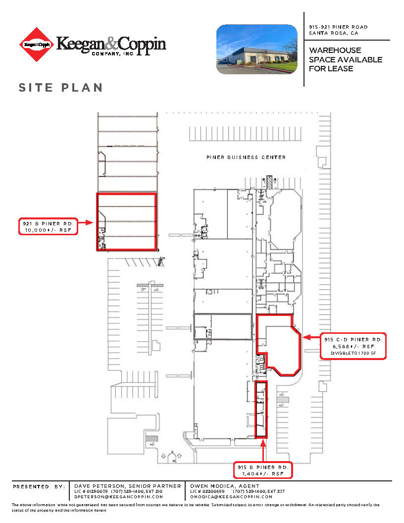 915-921 Piner Rd, Santa Rosa, CA à louer Plan de site– Image 1 sur 1